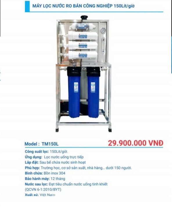 Máy công nghiệp công suất từ  150L/h  